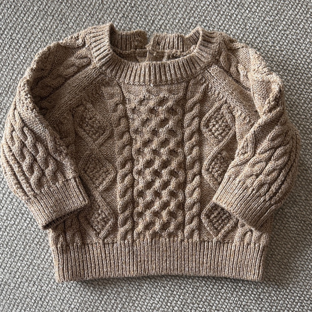 GAP Baby Cable Knit Sweater in Brown